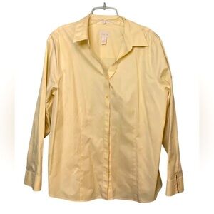 Chico's Yellow No Iron Button Up Top Women's Size 3 (US 16)